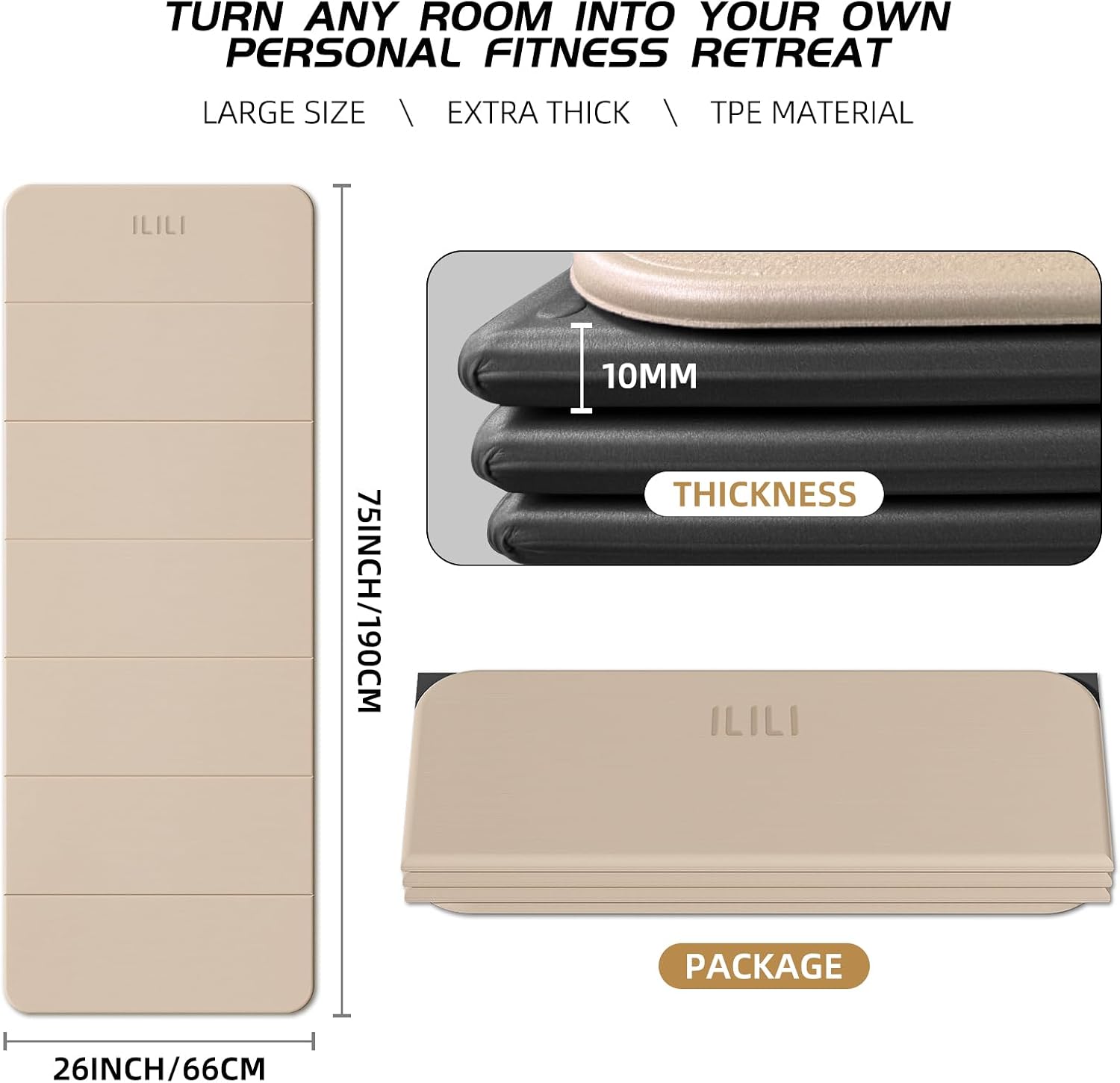 Extra Long TPE Foldable Thick Yoga Mat