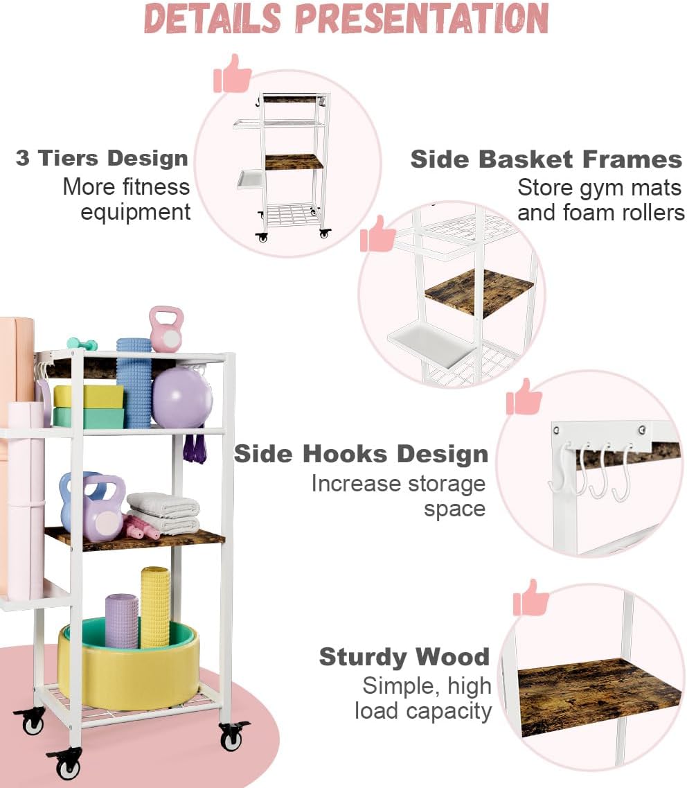3-Tier Wheeled Yoga Mat Rack