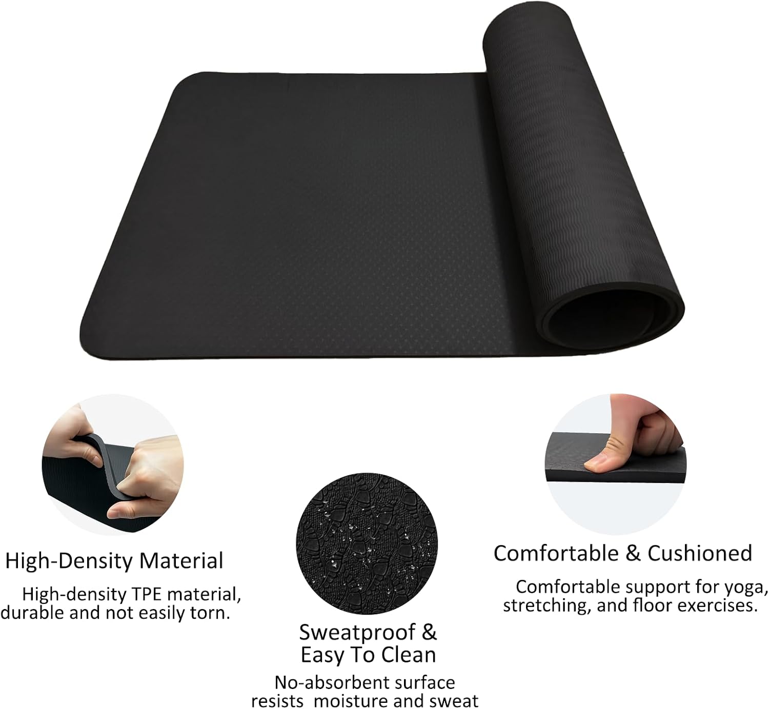 Wide Thick Cushioned Yoga Mat With Carry Strap