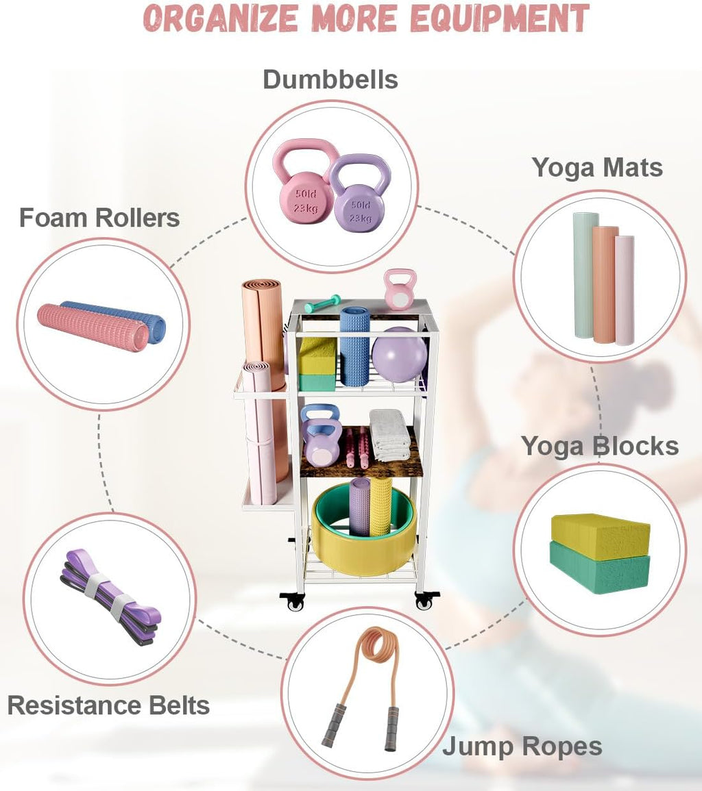 3-Tier Wheeled Yoga Mat Rack