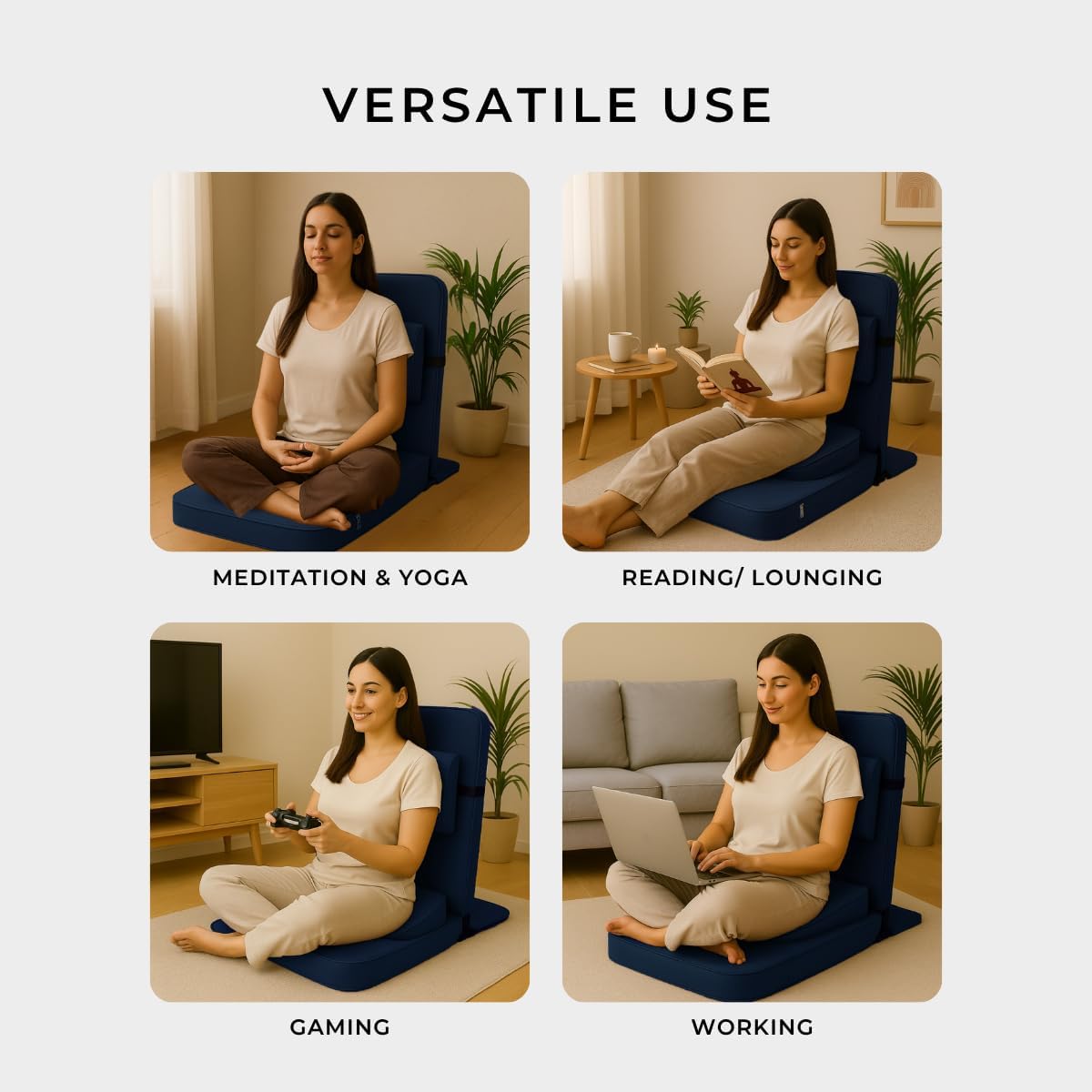 4-in-1 Folding Ergonomic Meditation Chair