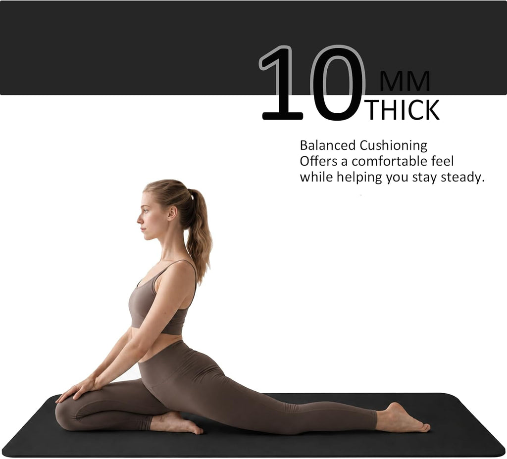 Wide Thick Cushioned Yoga Mat With Carry Strap