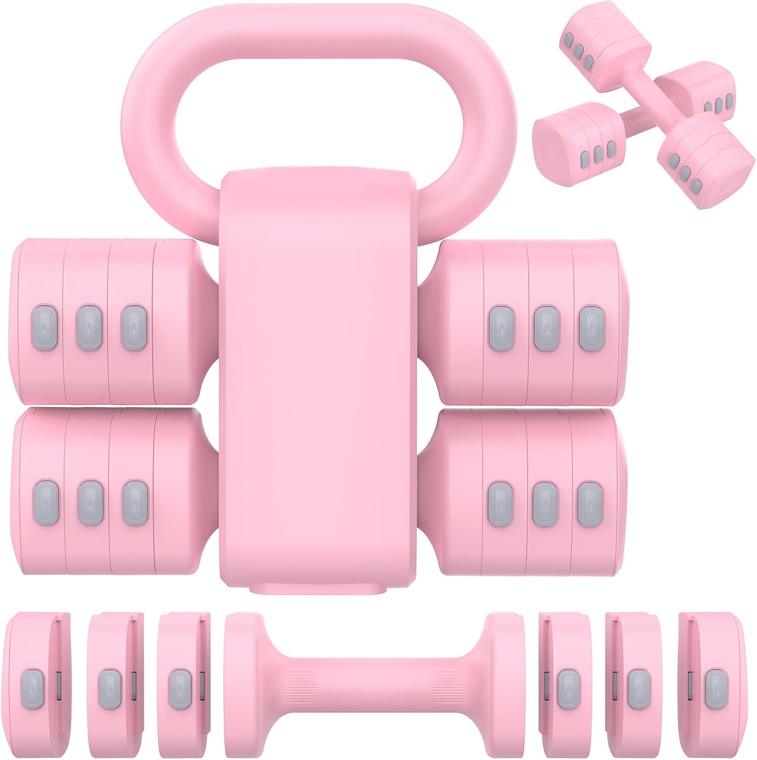 2-in-1 Adjustable Dumbbell Kettlebell Set