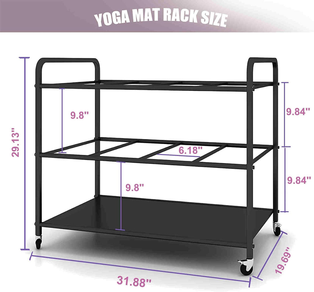 Wheeled Gym Yoga Mat Storage Rack
