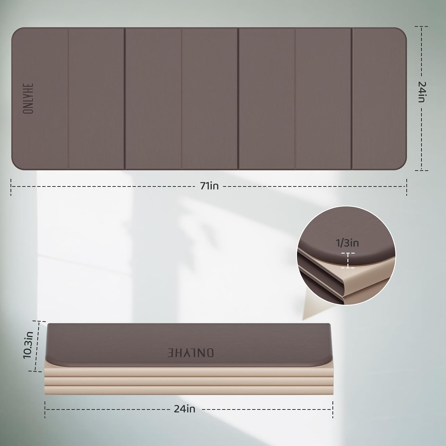 Milk Coffee Black Foldable 8mm Yoga Mat