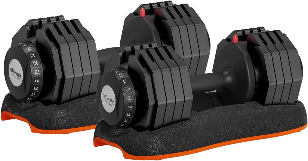 Quick Dial Adjustable Dumbbell Set with Storage Box