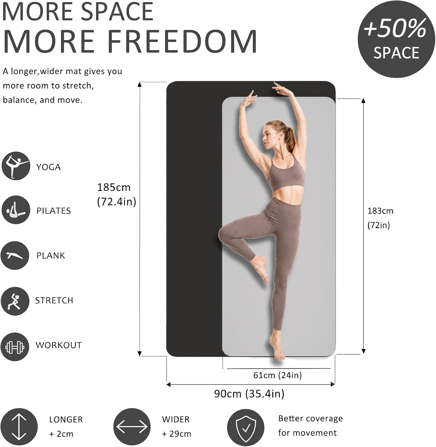 Wide Thick Cushioned Yoga Mat With Carry Strap