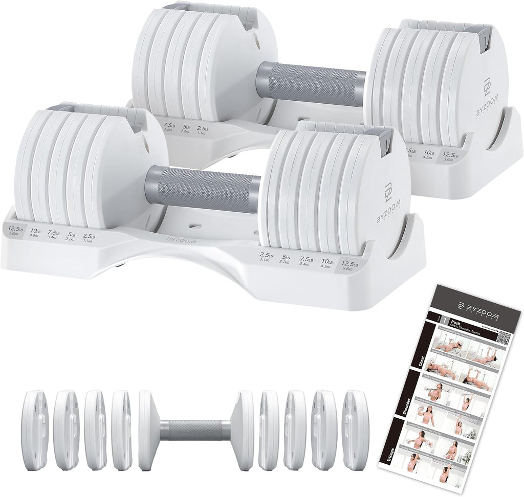 Multi-In-One Adjustable White Dumbbell Set