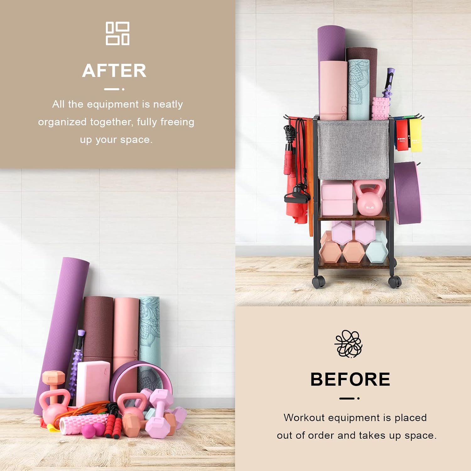 Gym Storage Rack for Yoga & Weights