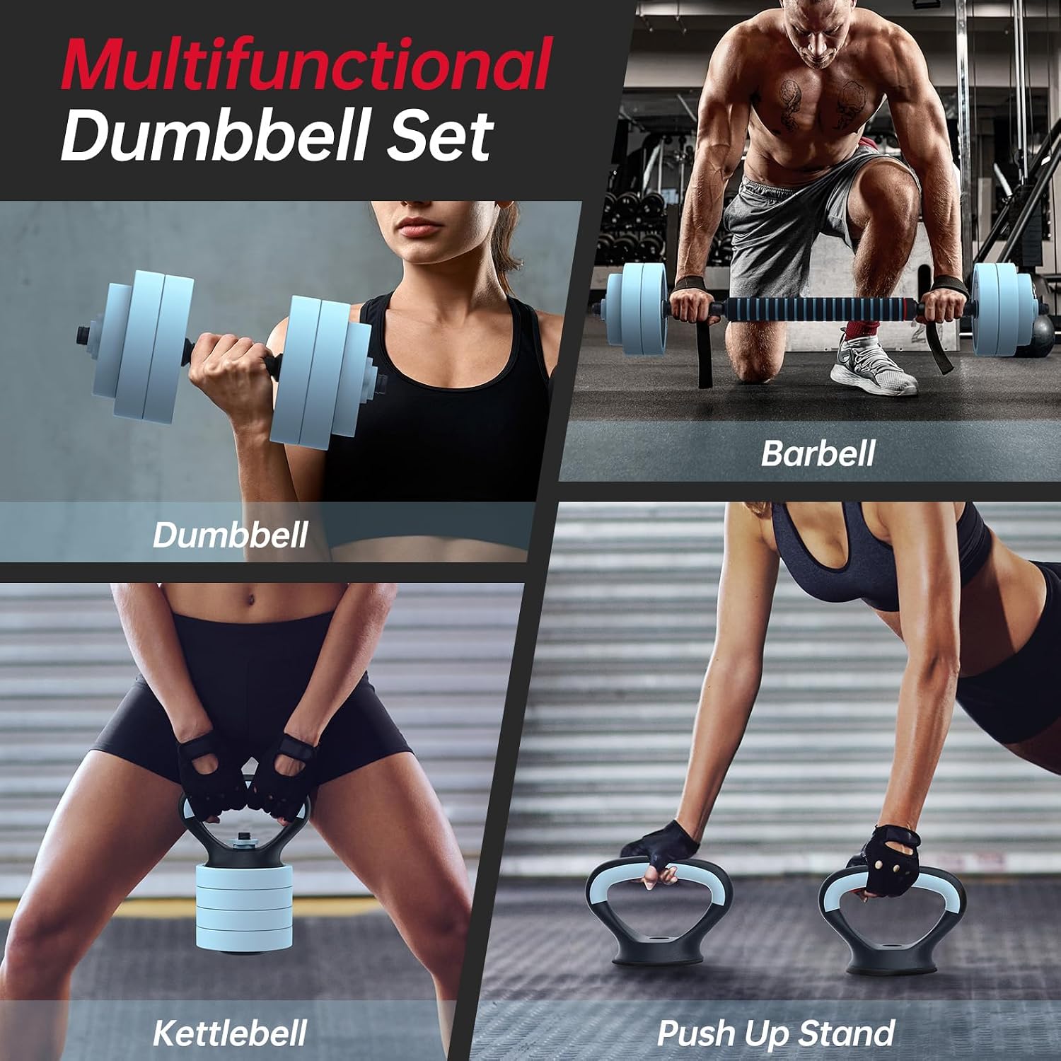 5-in-1 Convertible 45lbs Adjustable Dumbbell Set