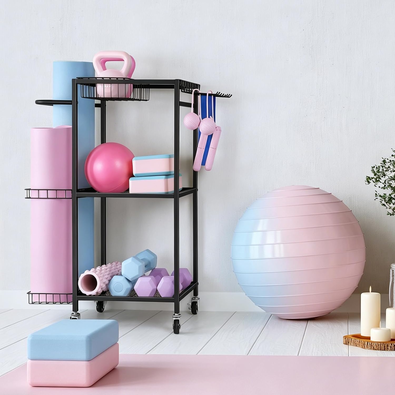 Metal Wheeled Gym Storage Rack