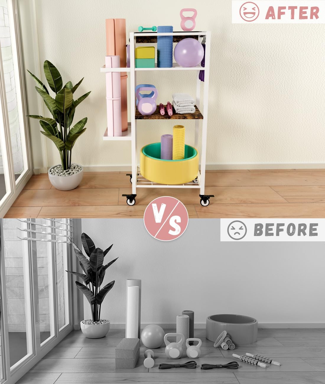 3-Tier Wheeled Yoga Mat Rack