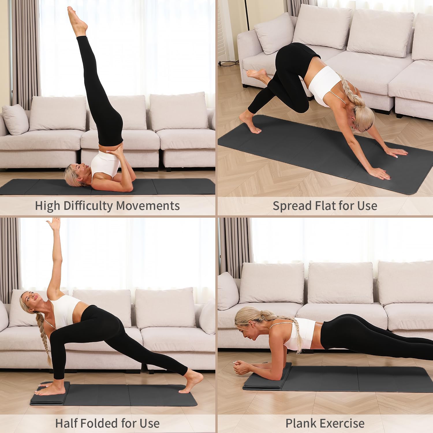 10mm Extra Thick Foldable Non Slip Yoga Mat