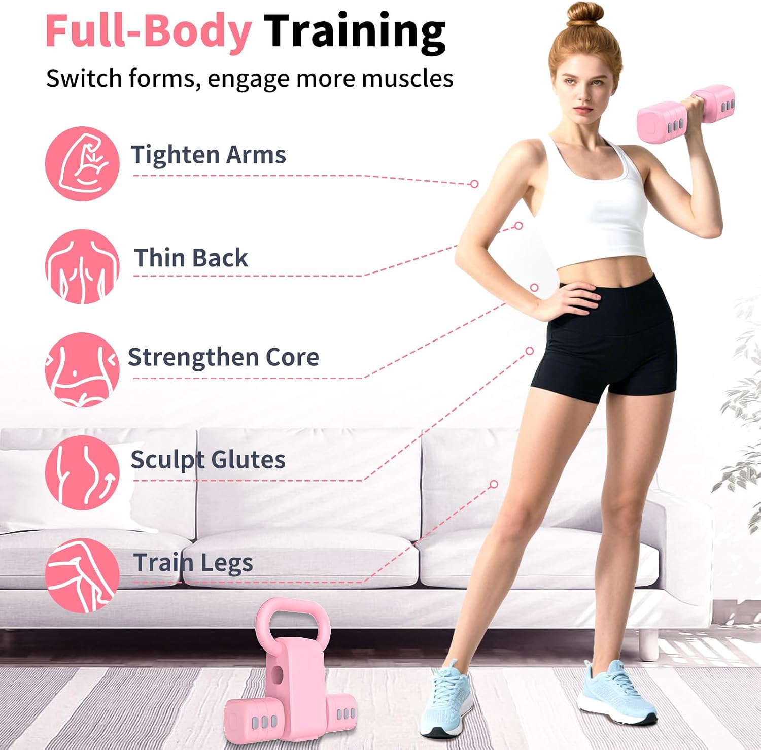 2-in-1 Adjustable Dumbbell Kettlebell Set