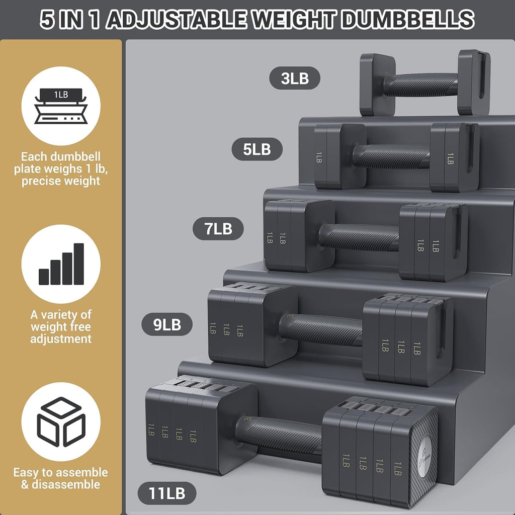 5-in-1 Fast Adjust Sportneer Dumbbell Set