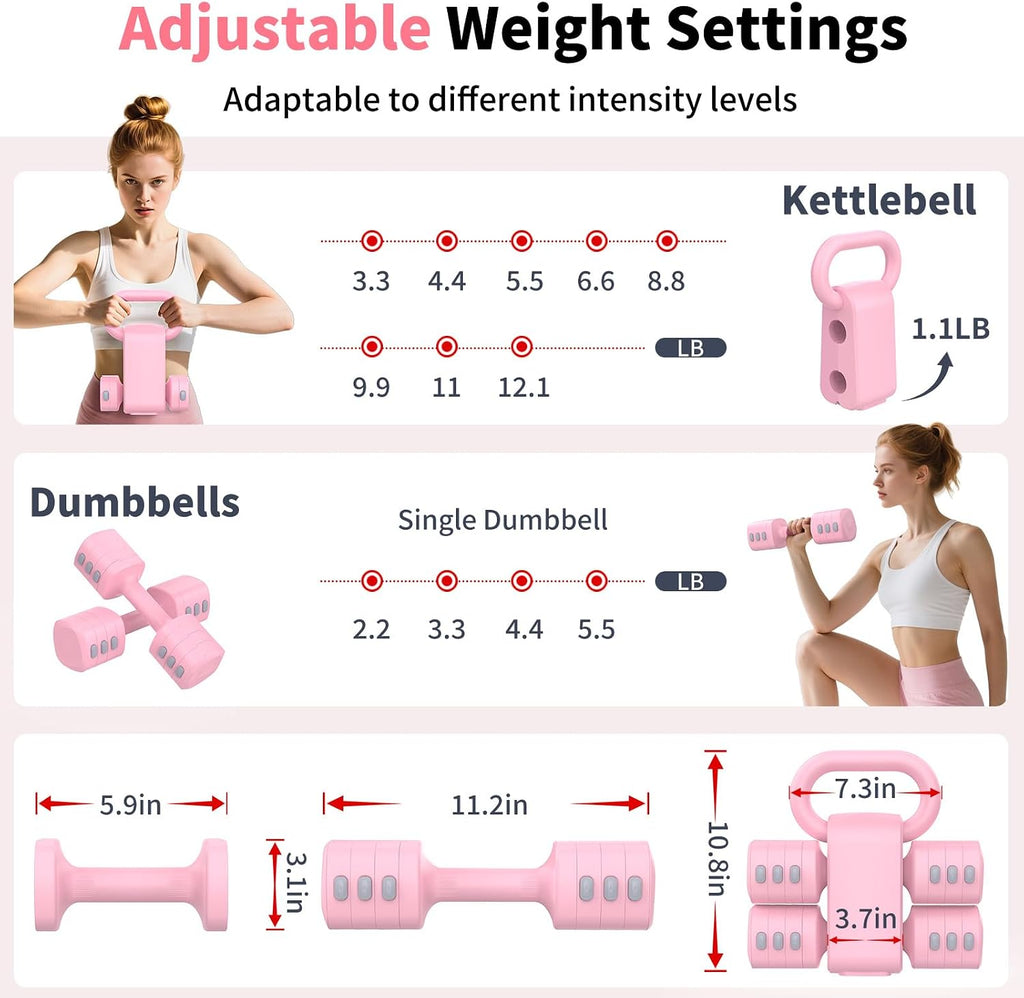 2-in-1 Adjustable Dumbbell Kettlebell Set