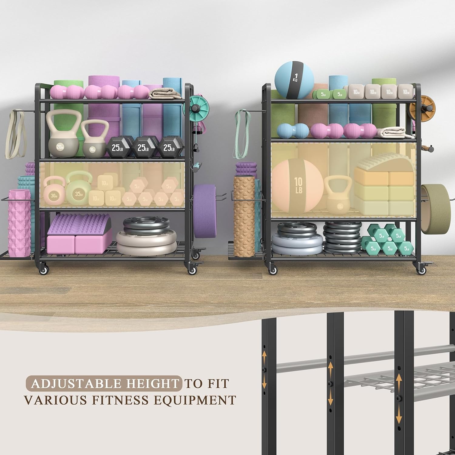 4-Tier Wheeled Dumbbell Storage Rack