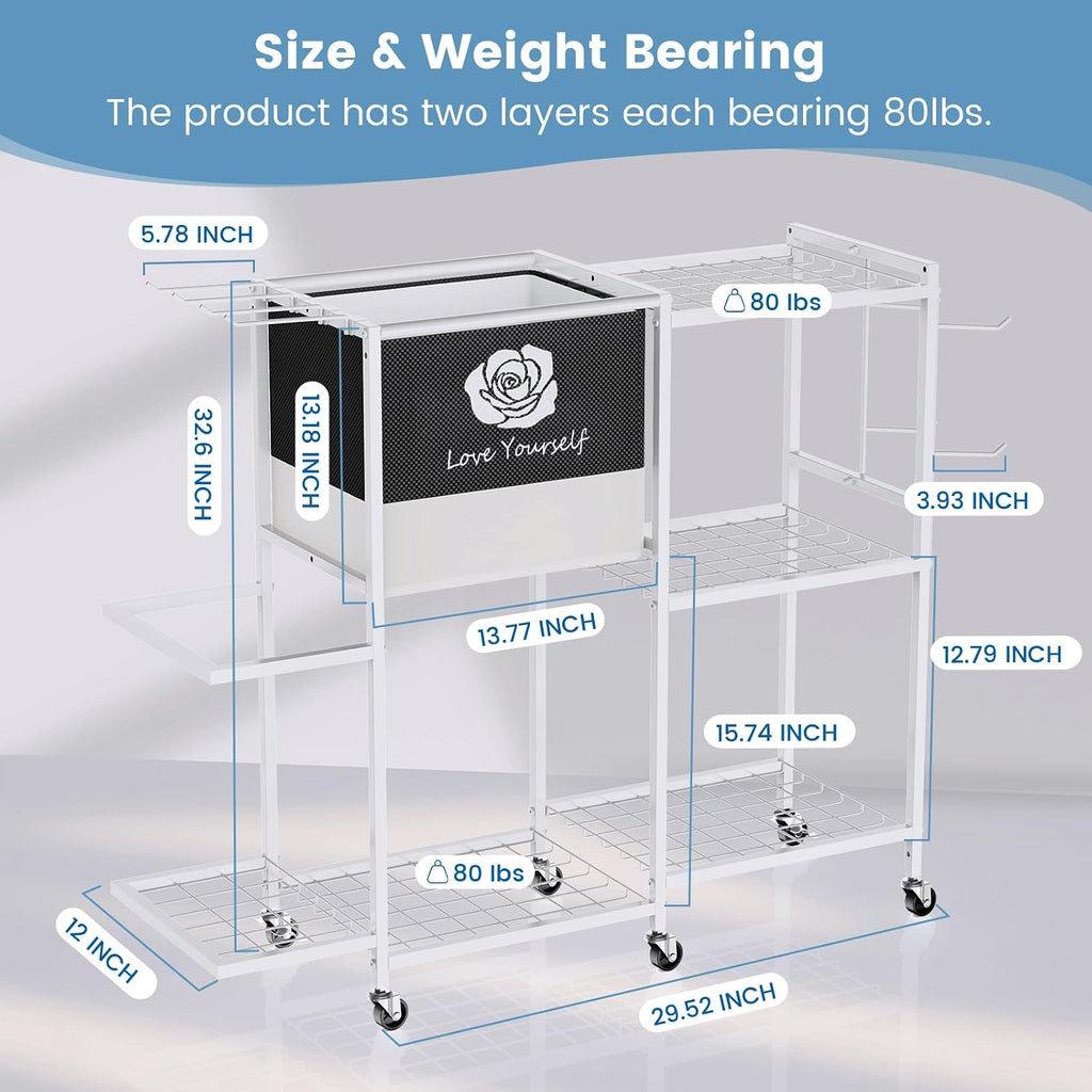 Wheeled Gym Storage Rack for Yoga Gear