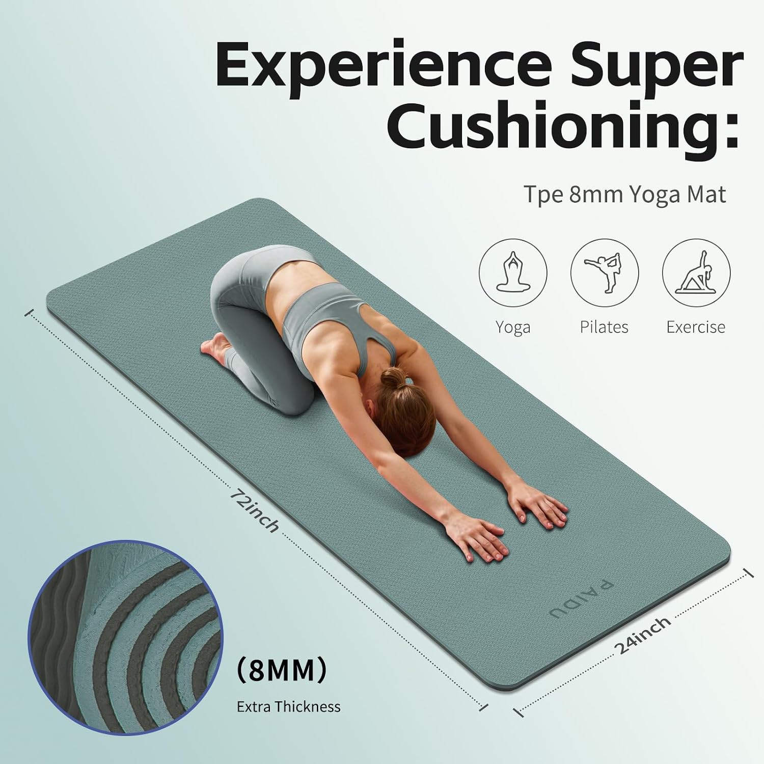 8mm Thick SGS Certified TPE Yoga Mat With Strap