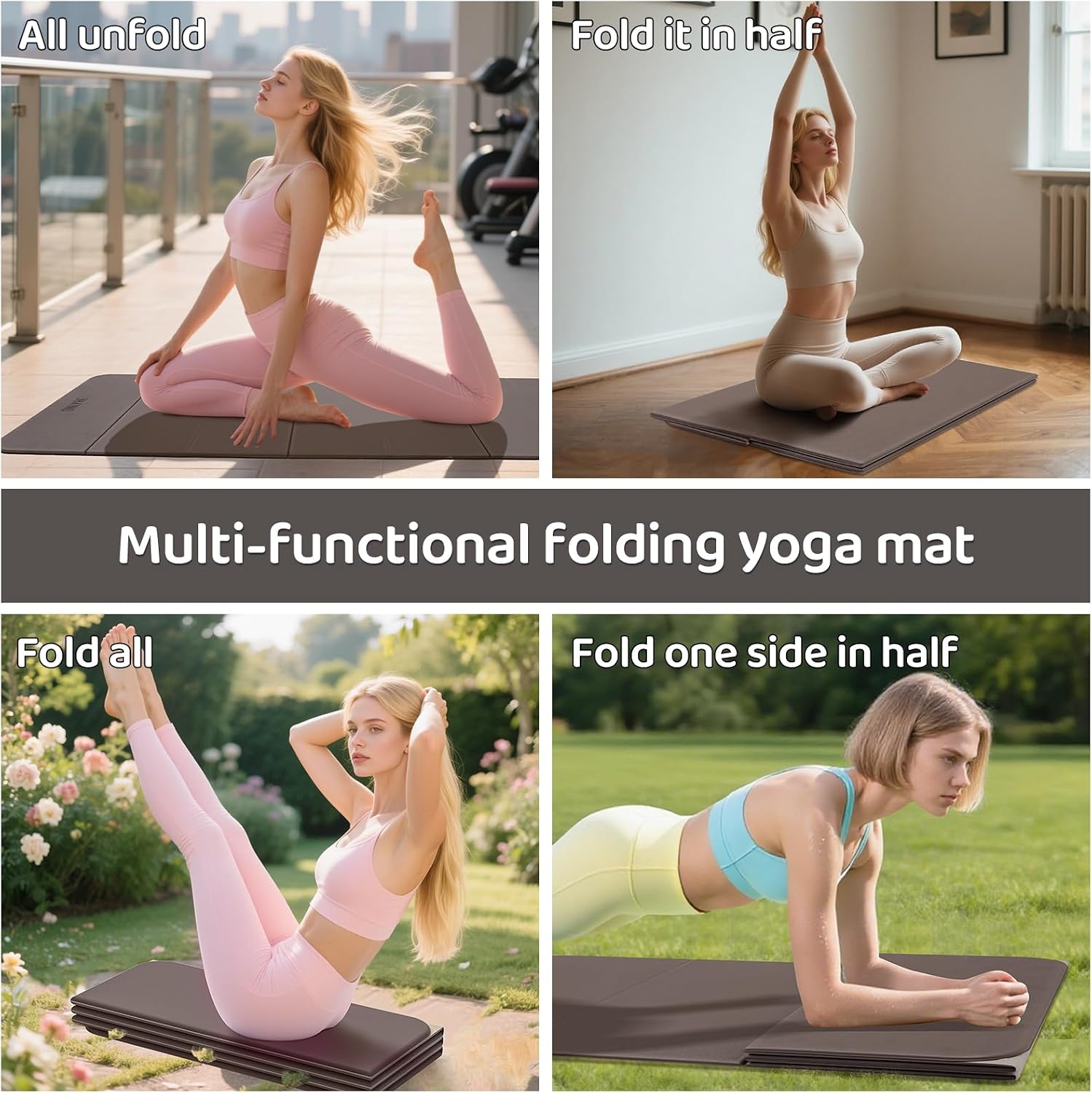 Milk Coffee Black Foldable 8mm Yoga Mat