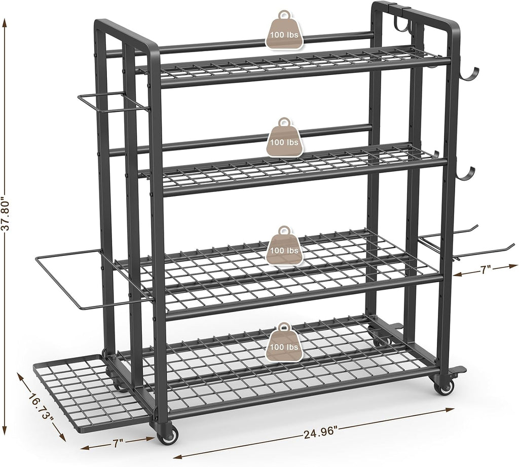 4-Tier Wheeled Dumbbell Storage Rack