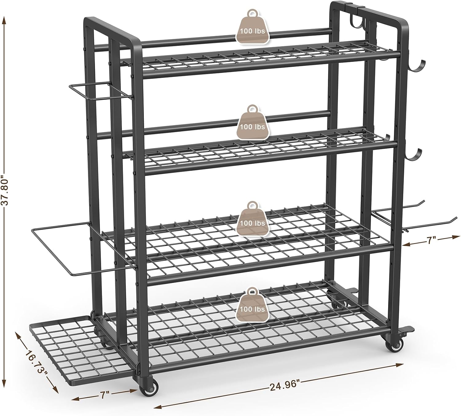 4-Tier Wheeled Dumbbell Storage Rack