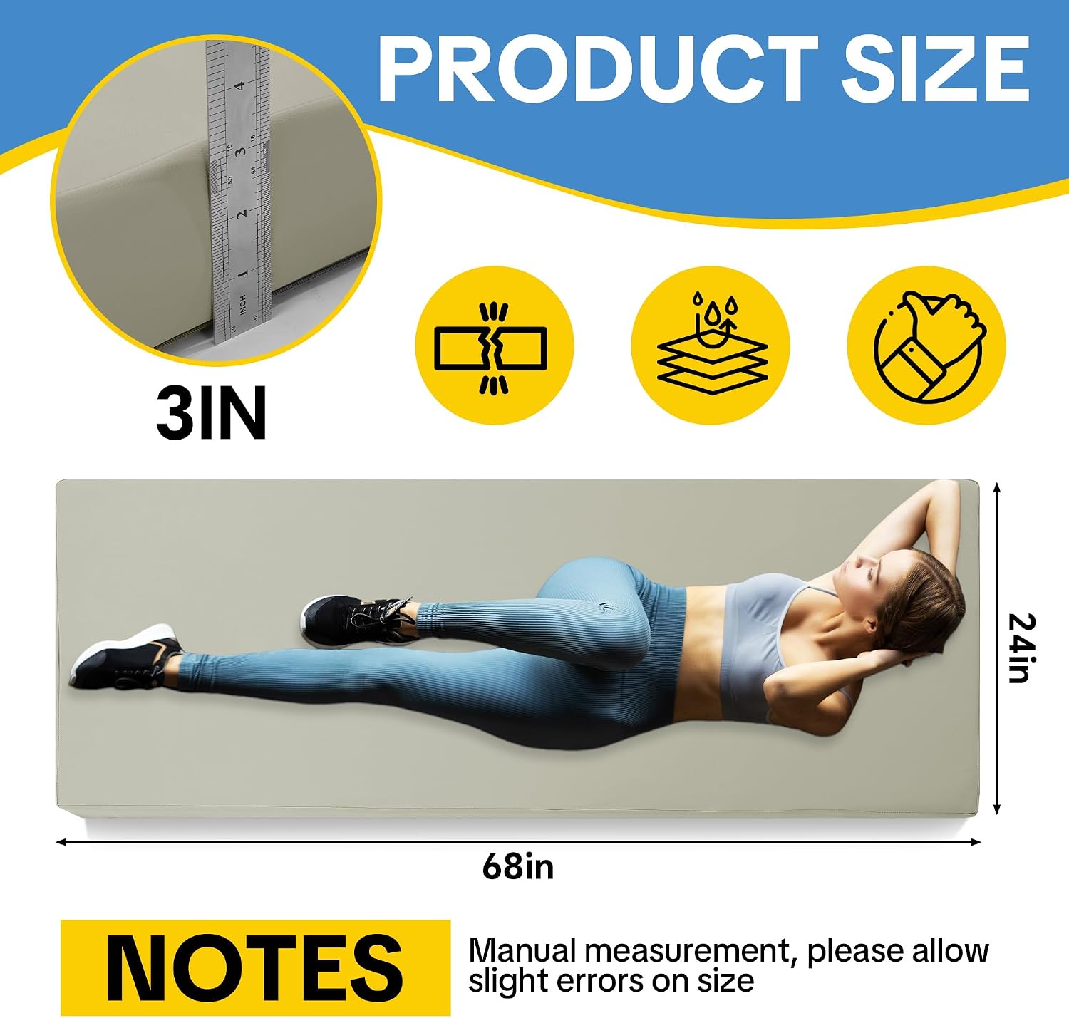 3 Inch Thick PU Leather Foam Yoga Mat
