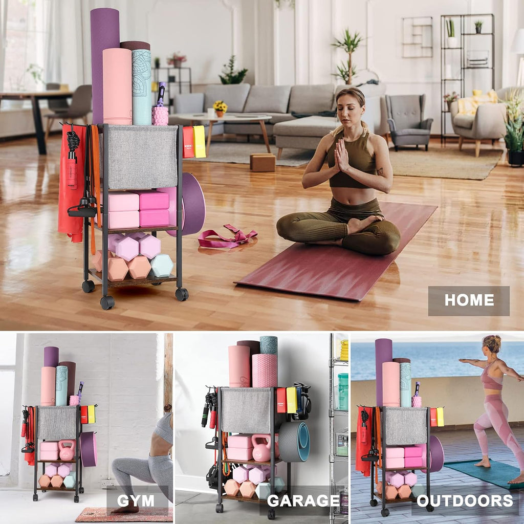 Gym Storage Rack for Yoga & Weights