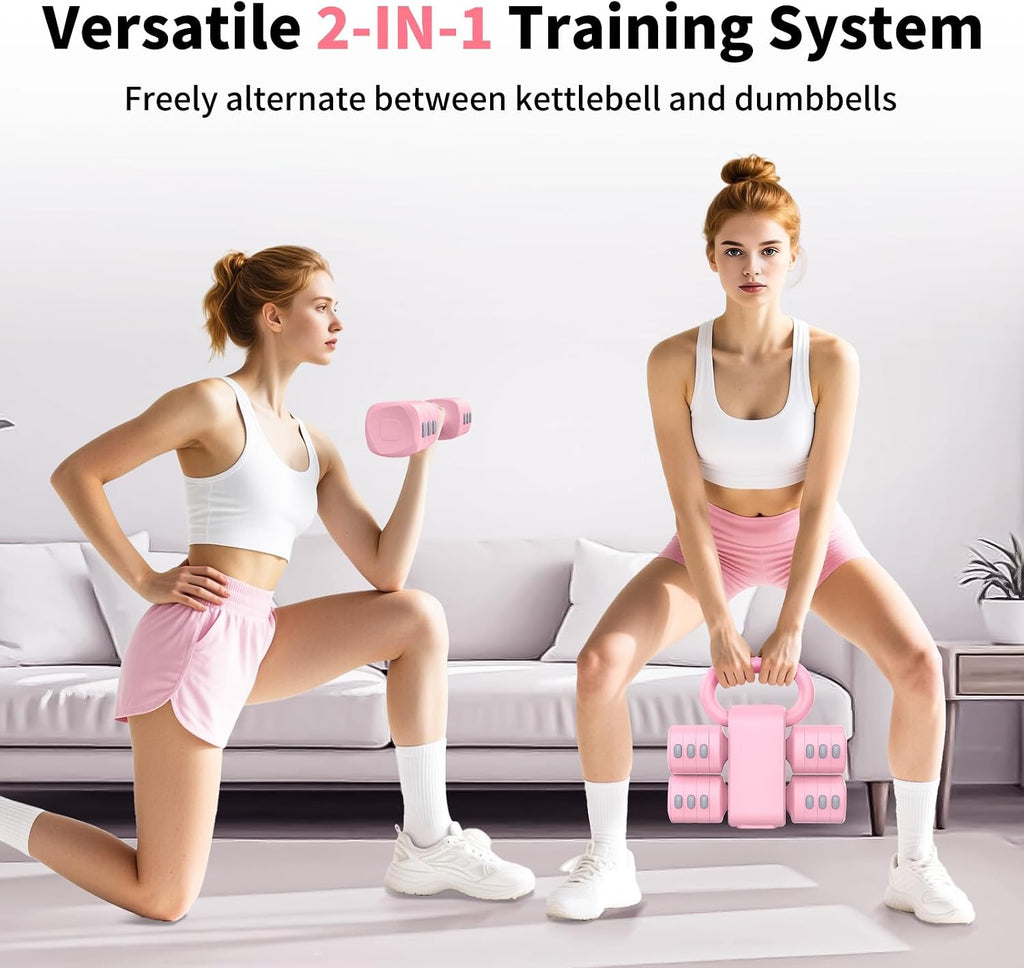 2-in-1 Adjustable Dumbbell Kettlebell Set