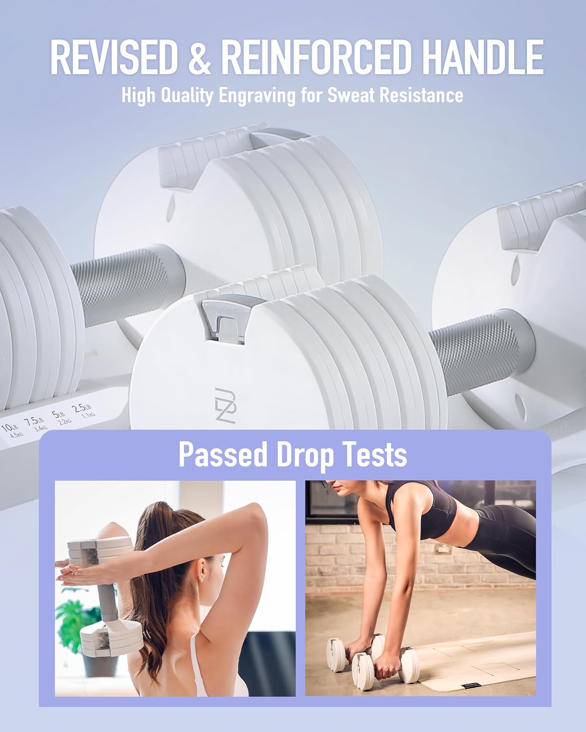 Multi-In-One Adjustable White Dumbbell Set