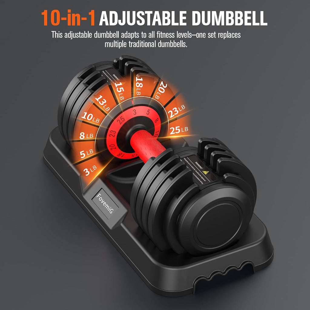 10-in-1 Anti-Slip Adjustable Dumbbell Set