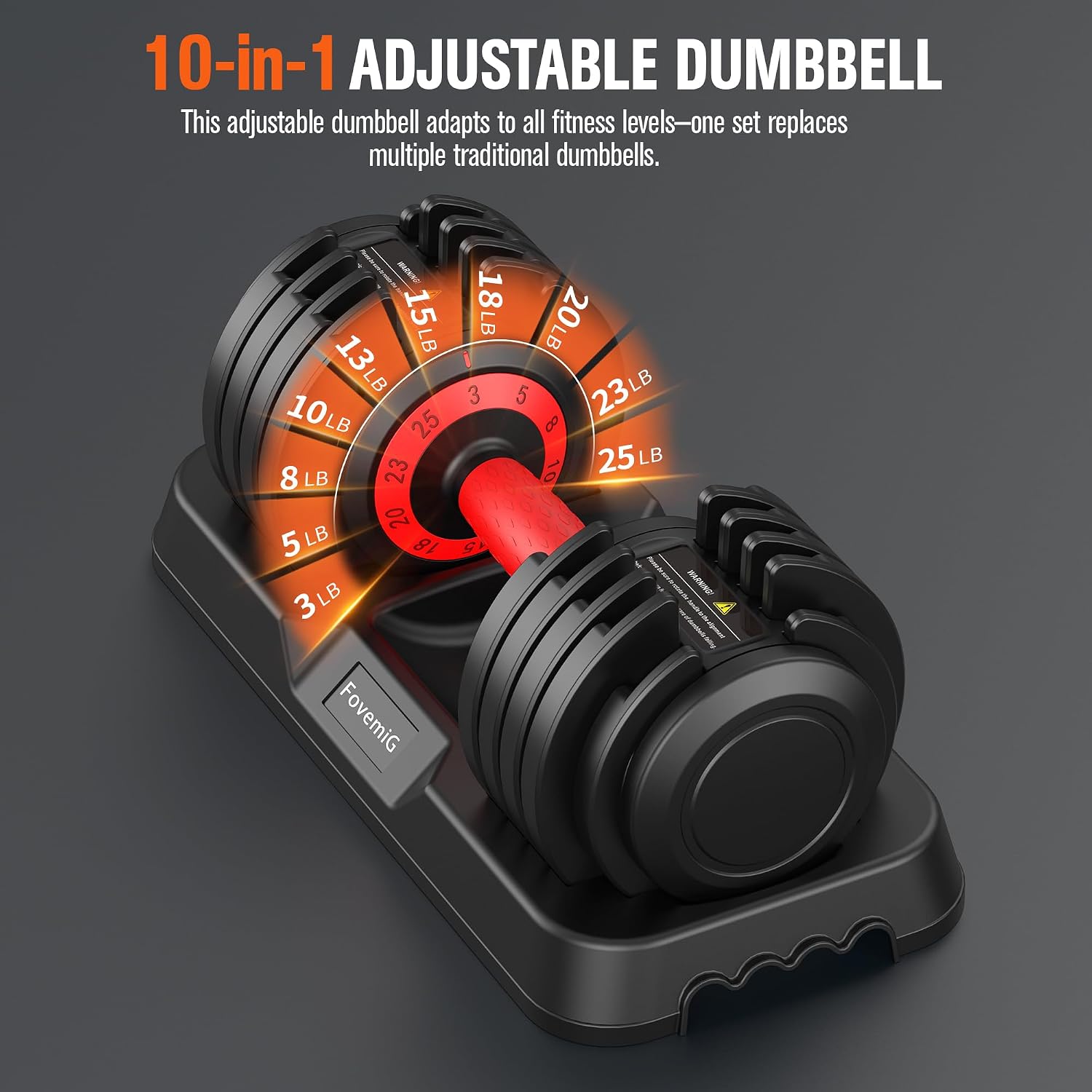 10-in-1 Anti-Slip Adjustable Dumbbell Set