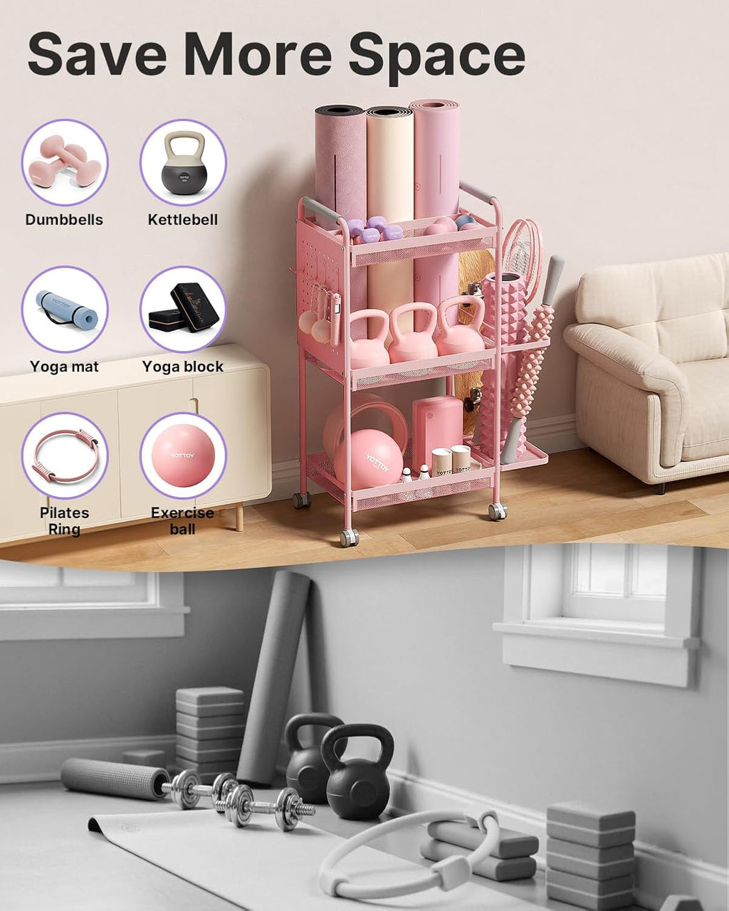 3-Tier Multi-Functional Home Gym Storage Rack