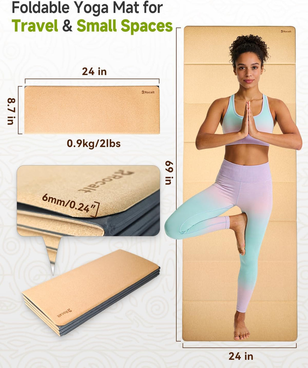 Rocalt Foldable Cork POE Travel Yoga Mat