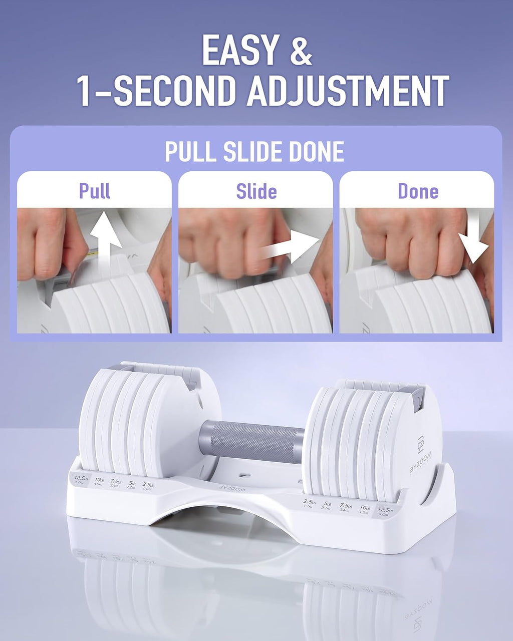 Multi-In-One Adjustable White Dumbbell Set