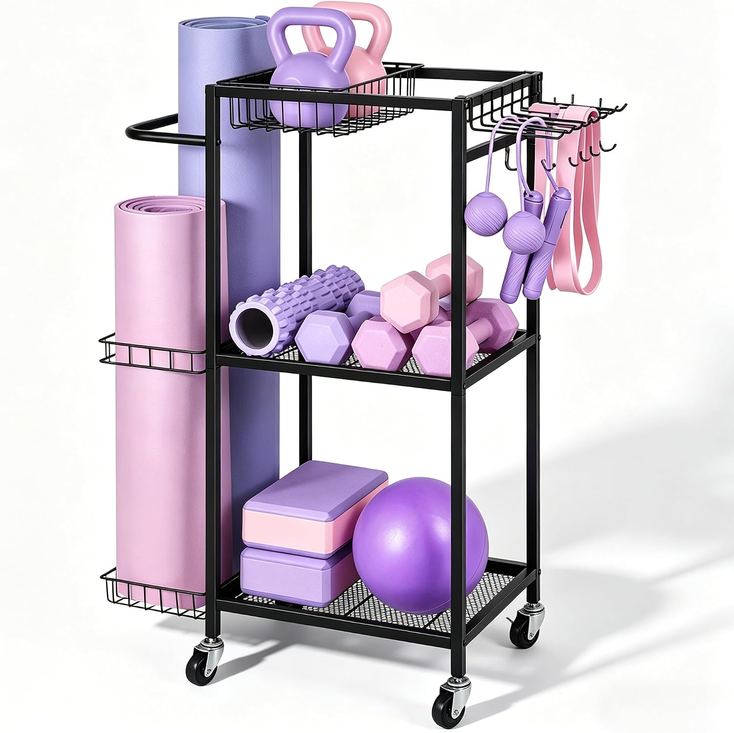 Metal Wheeled Gym Storage Rack
