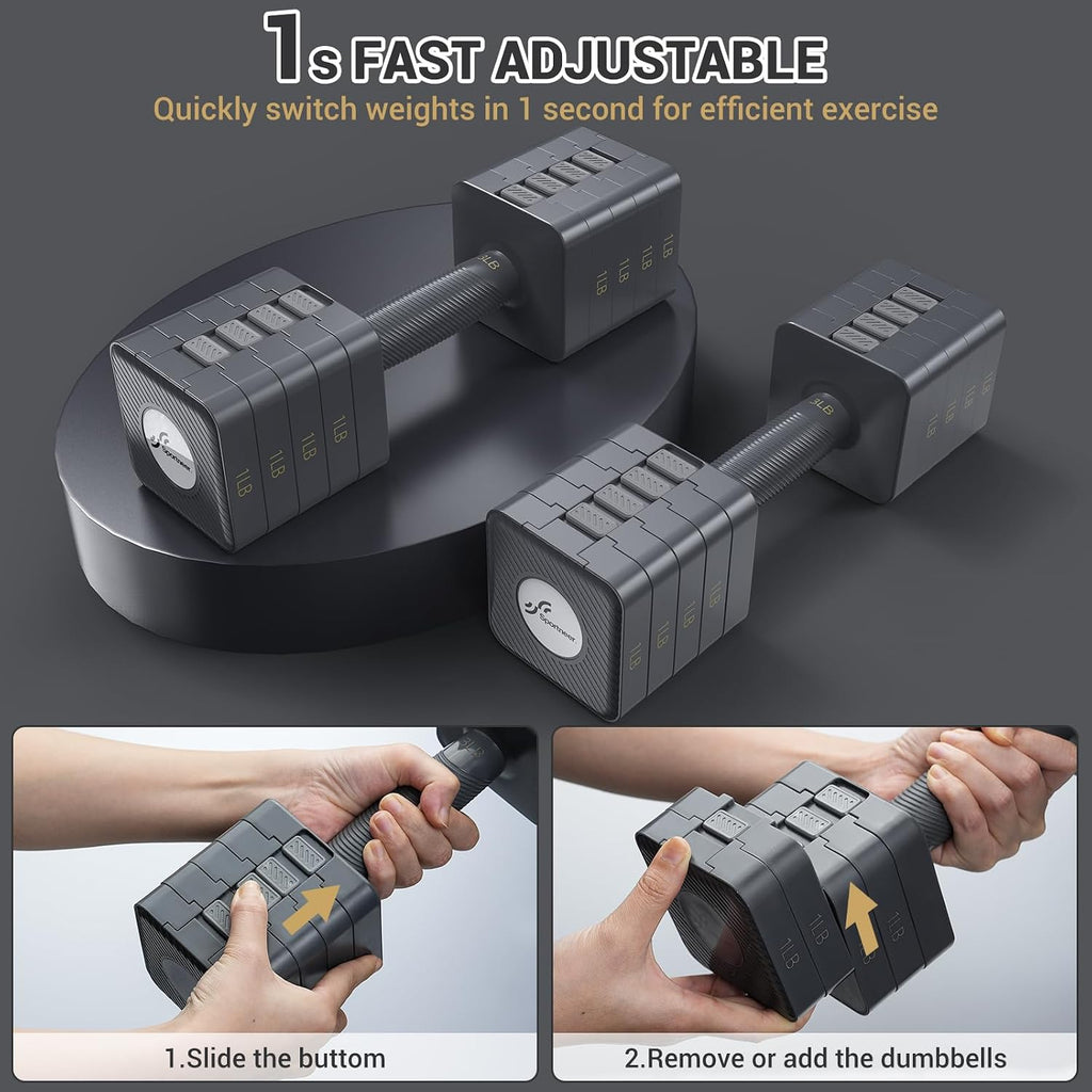 5-in-1 Fast Adjust Sportneer Dumbbell Set