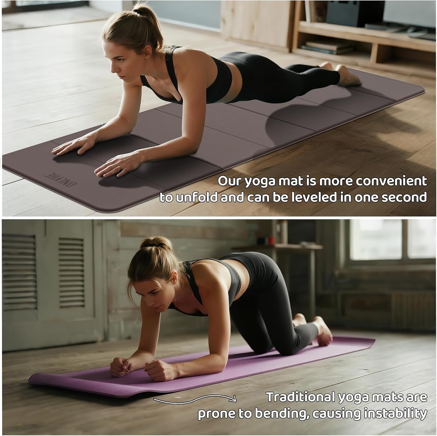 Milk Coffee Black Foldable 8mm Yoga Mat