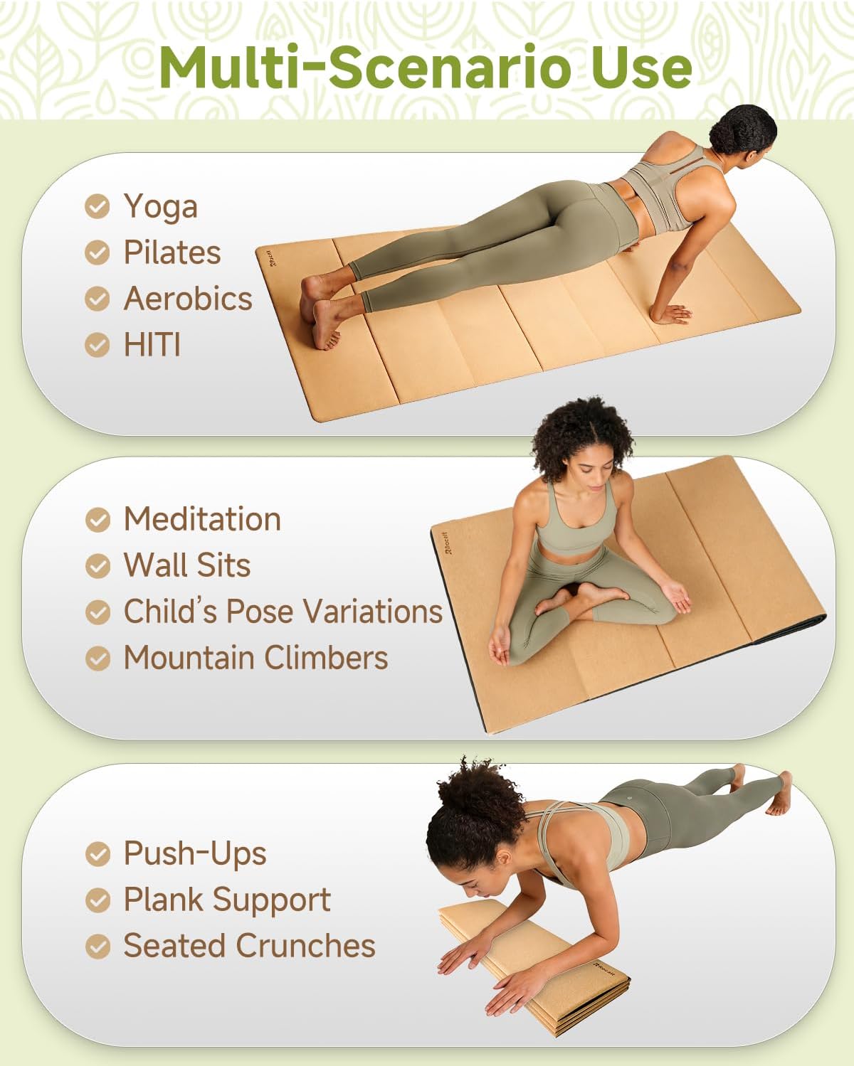 Rocalt Foldable Cork POE Travel Yoga Mat