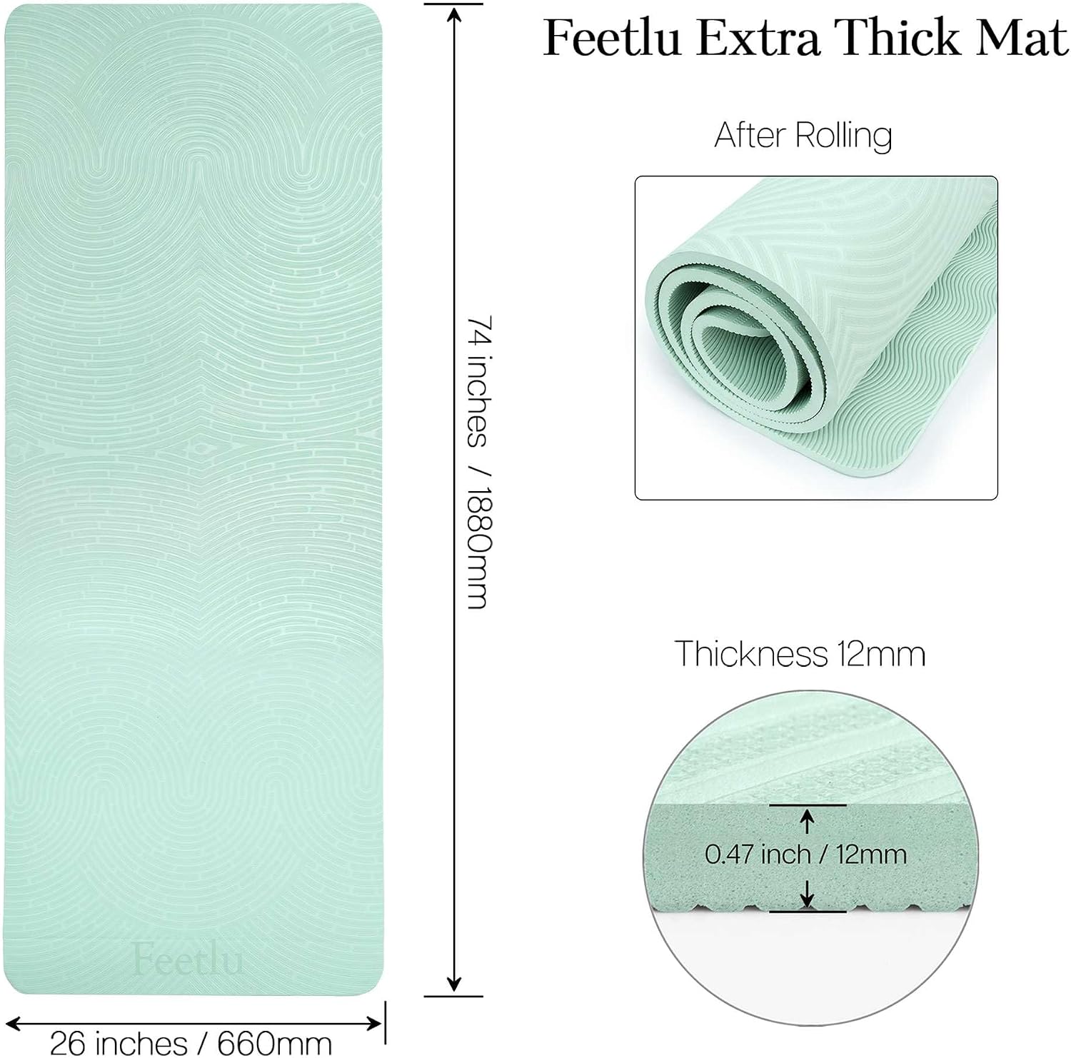 12mm Extra Thick Non Slip Fitness Yoga Mat