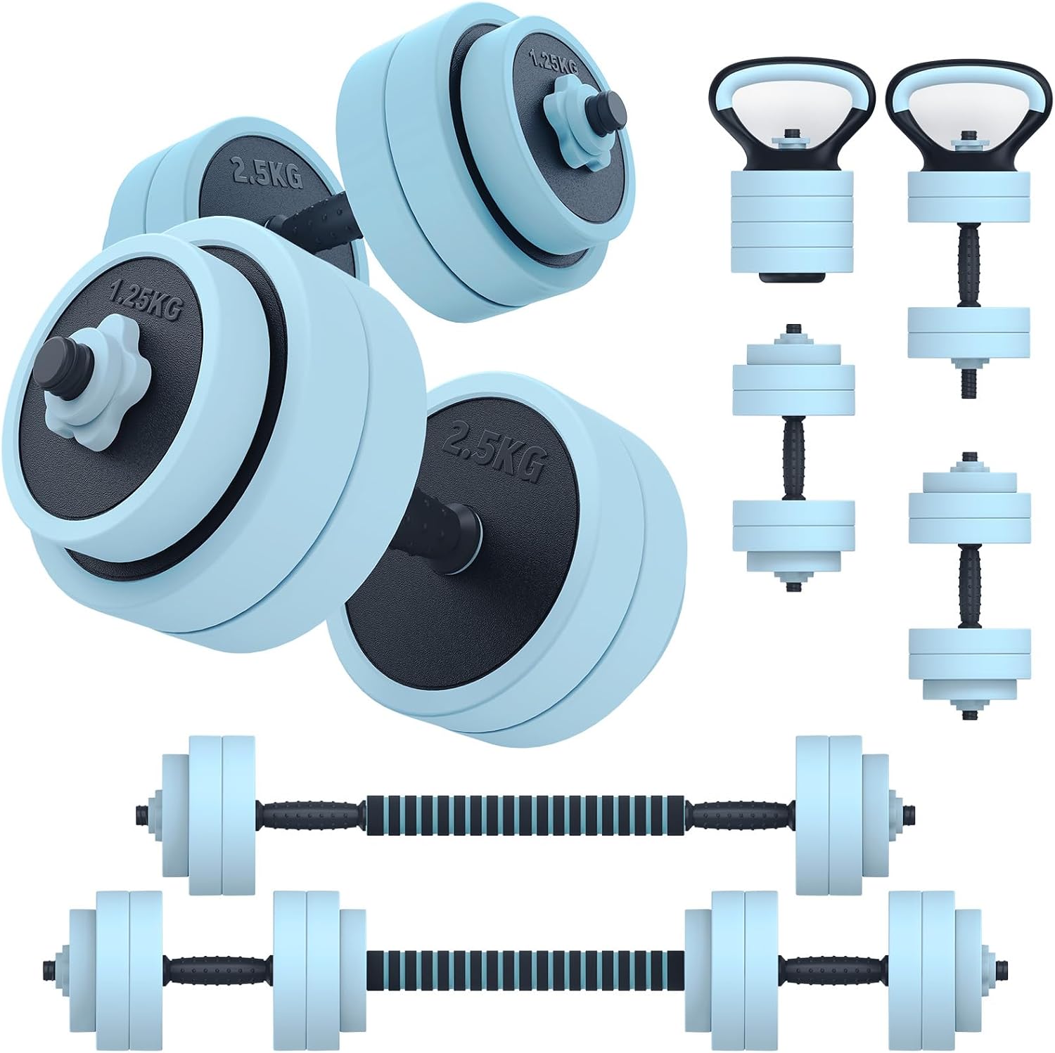 5-in-1 Convertible 45lbs Adjustable Dumbbell Set