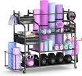 Rolling Dumbbell Storage Rack with Hooks