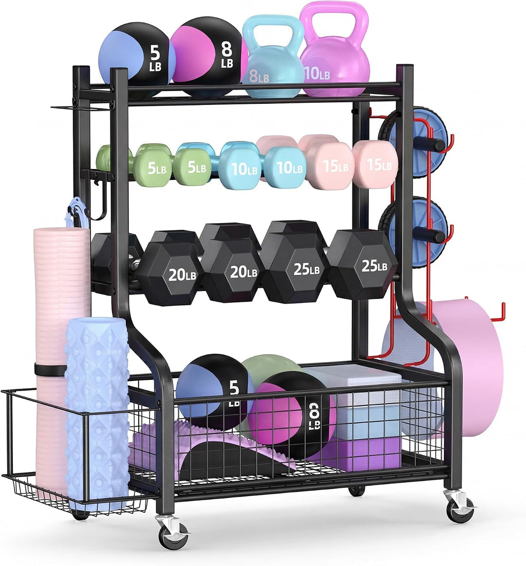 Wheeled All-in-One Gym Weight Rack