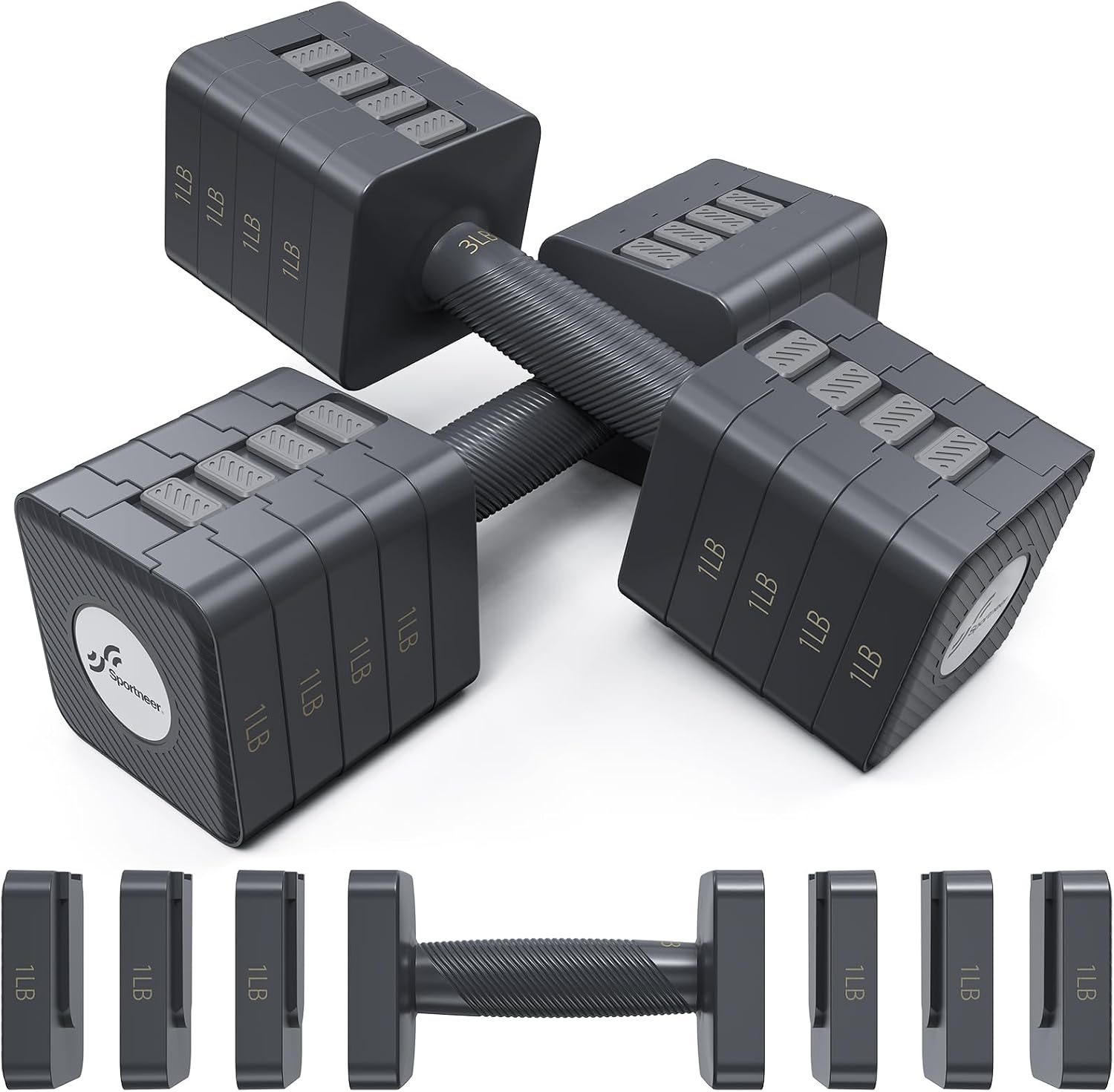 5-in-1 Fast Adjust Sportneer Dumbbell Set
