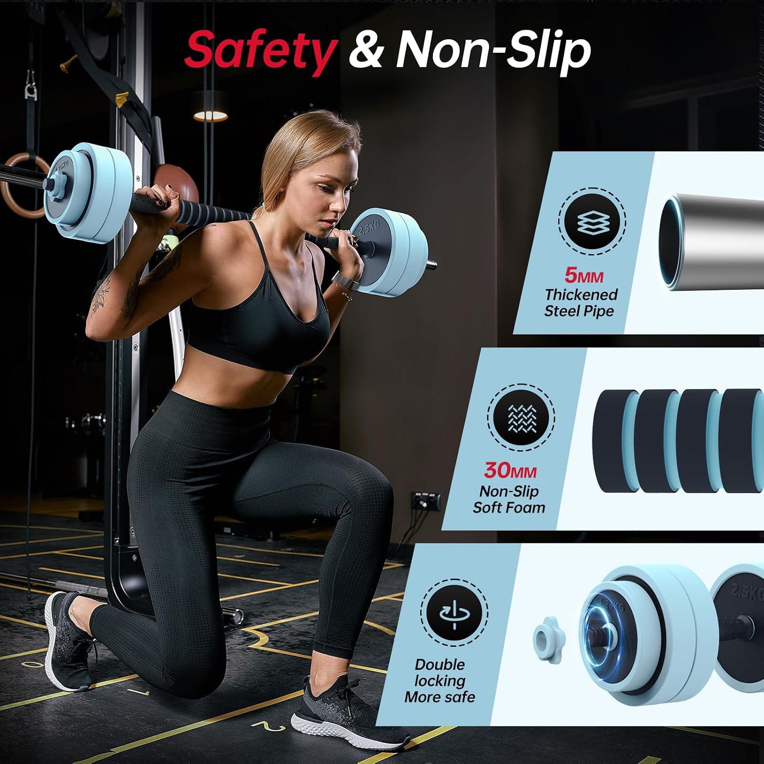 5-in-1 Convertible 45lbs Adjustable Dumbbell Set