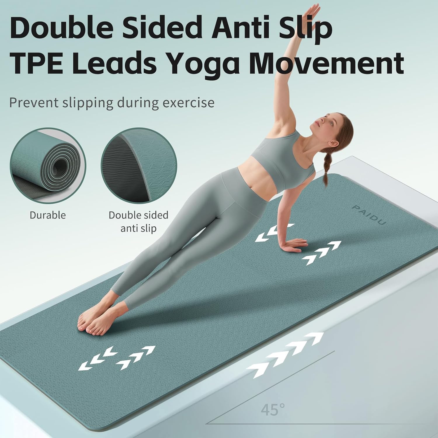 8mm Thick SGS Certified TPE Yoga Mat With Strap