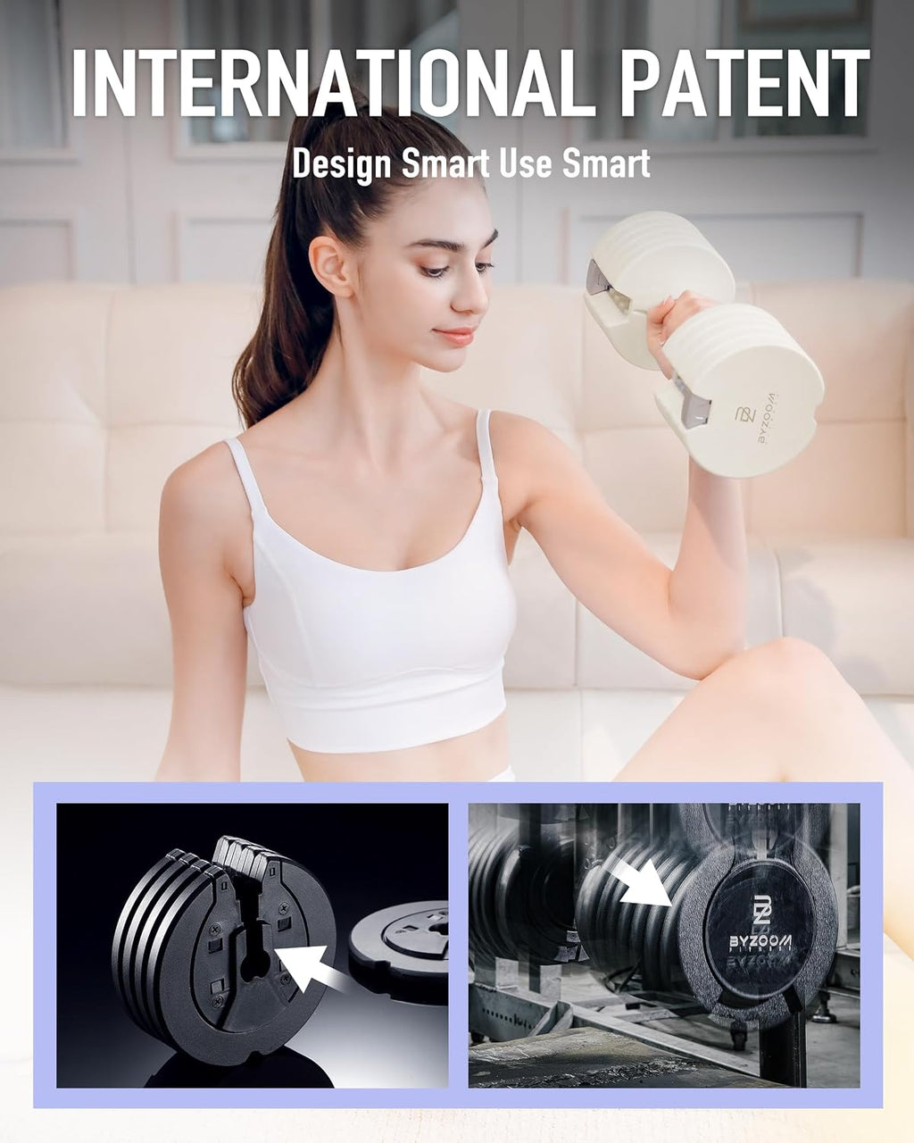 Multi-In-One Adjustable White Dumbbell Set