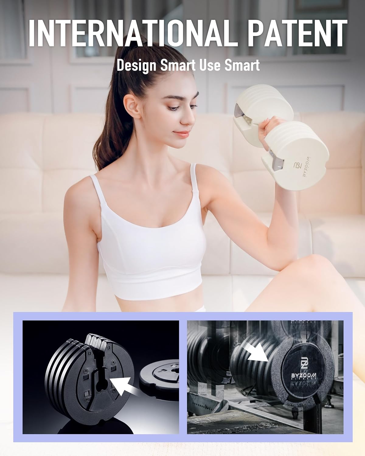 Multi-In-One Adjustable White Dumbbell Set
