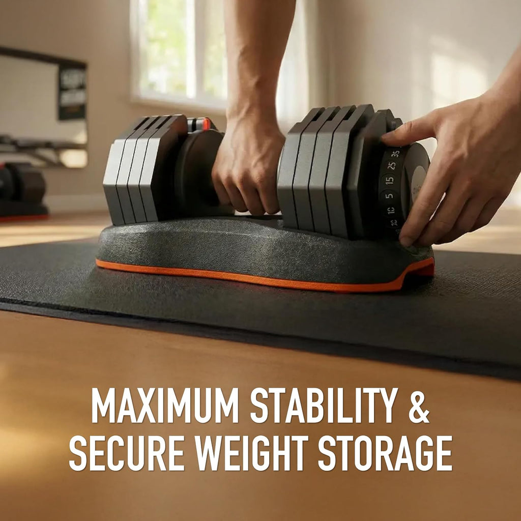 Quick Dial Adjustable Dumbbell Set with Storage Box