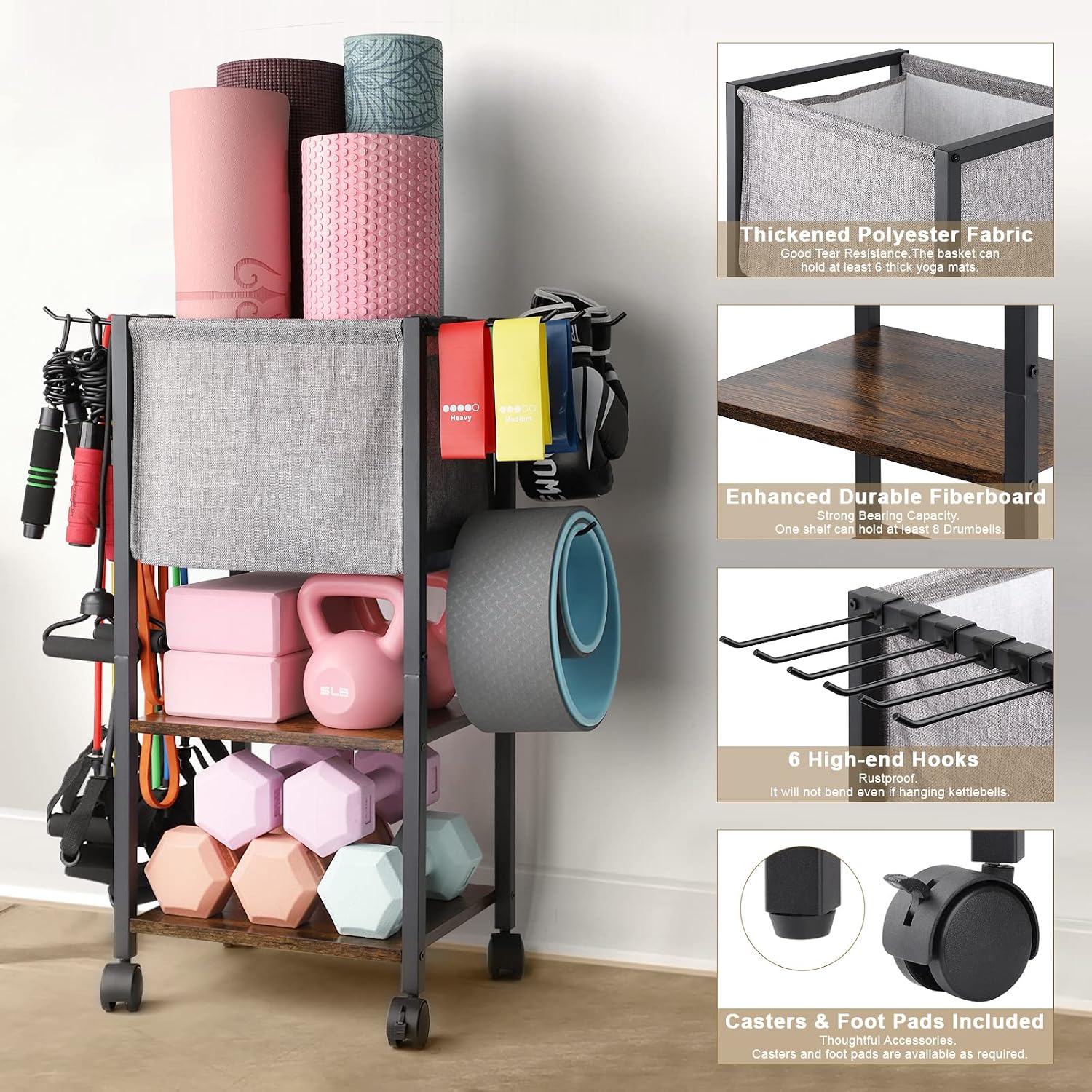 Gym Storage Rack for Yoga & Weights